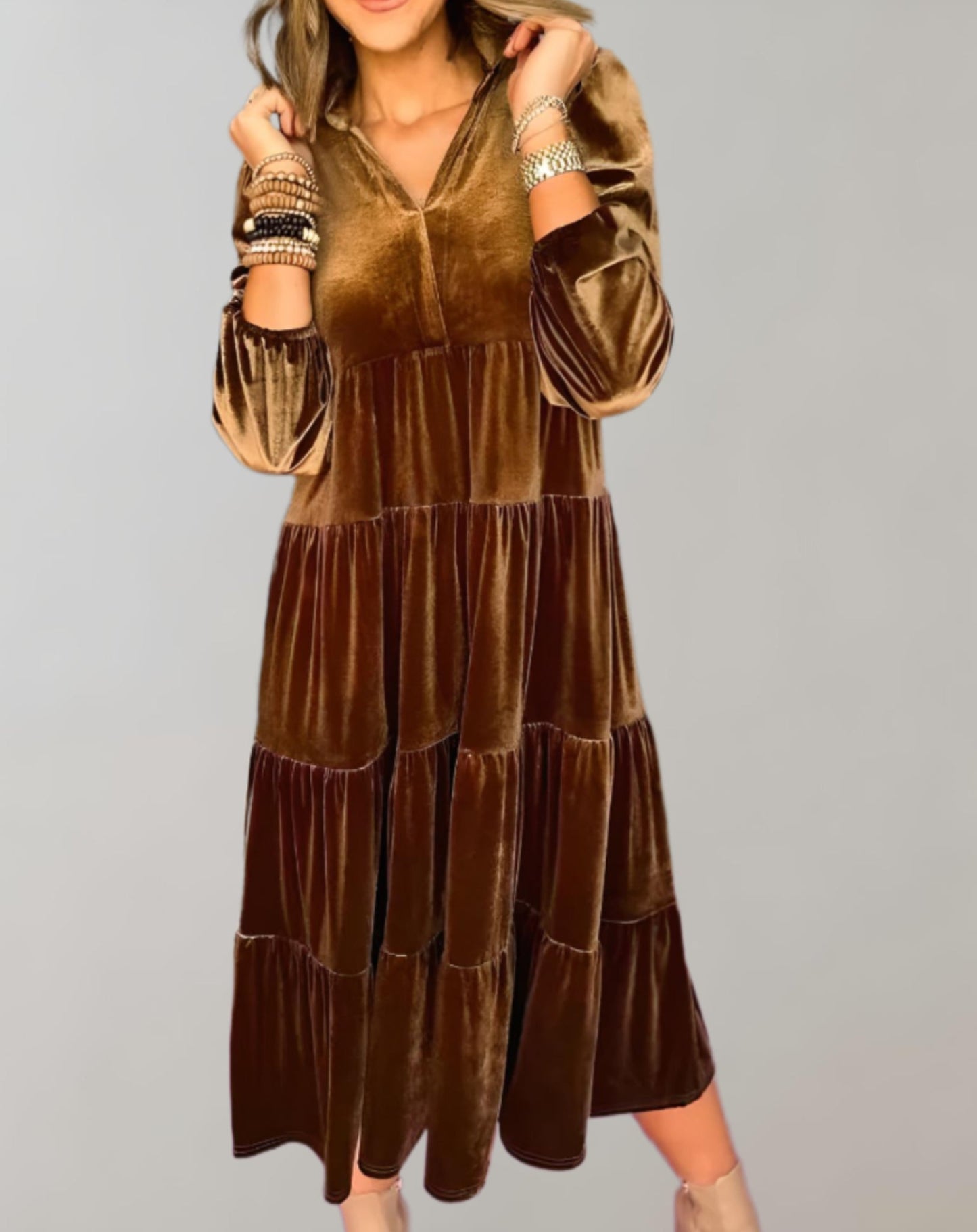 Nala -  Luxe V-hals fluwelen jurk